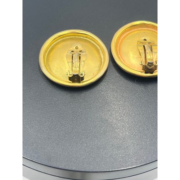 Robert Lee Morris Designer Signed Vintage Gold Tone Round Dome Clip-On Earrings - Picture 10 of 15